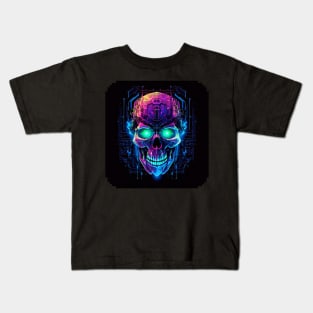 Sci fi Skull Neon Light Kids T-Shirt